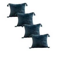 Genérico - Pack De 4 Fundas De Cojin Chenille Con Borlas 45X45 Verde
