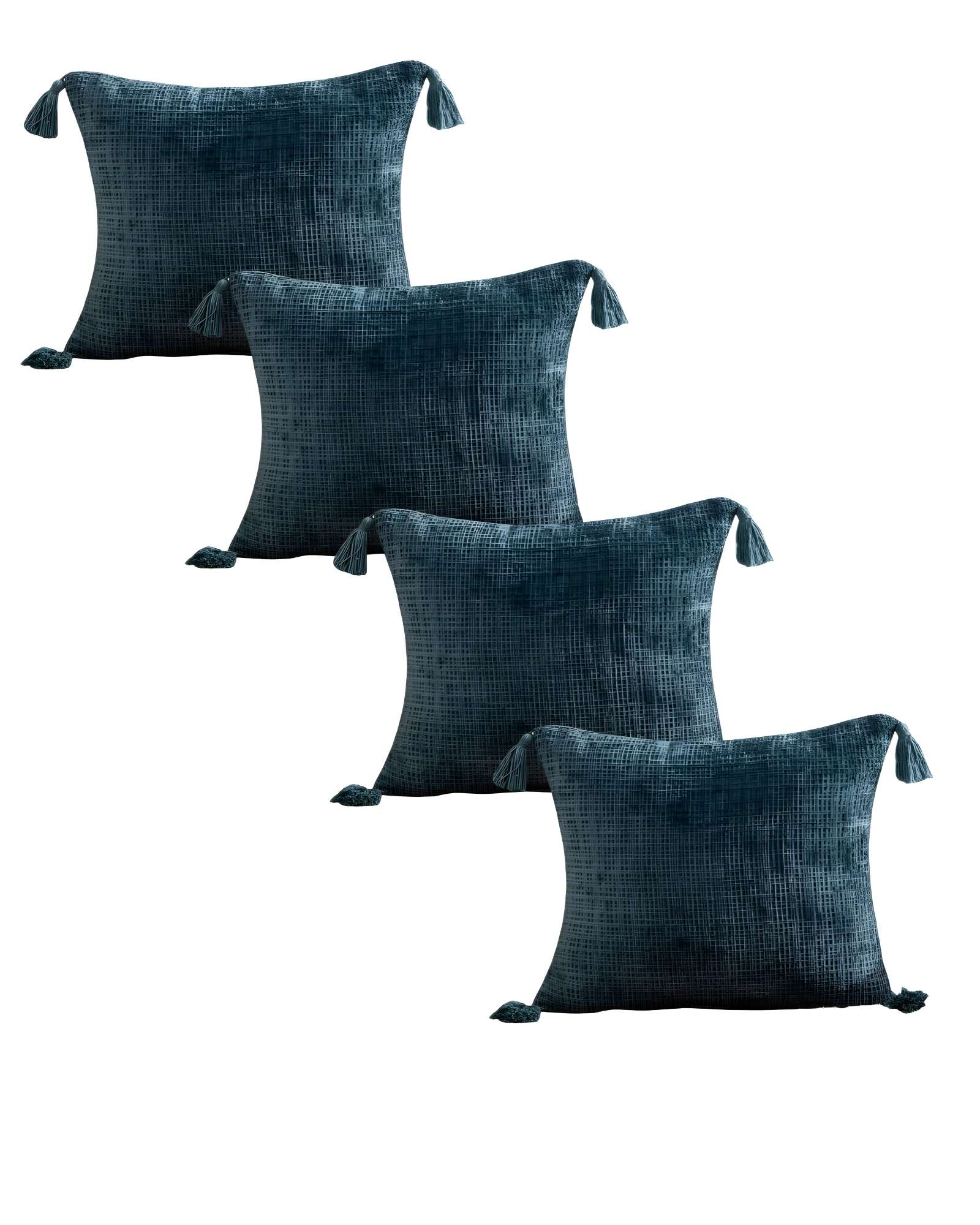 Genérico - Pack De 4 Fundas De Cojin Chenille Con Borlas 45X45 Verde