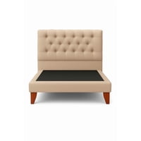 Ethan Desing - Cama 1 Plaza Modelo Capitoné Beige Respaldo + Base