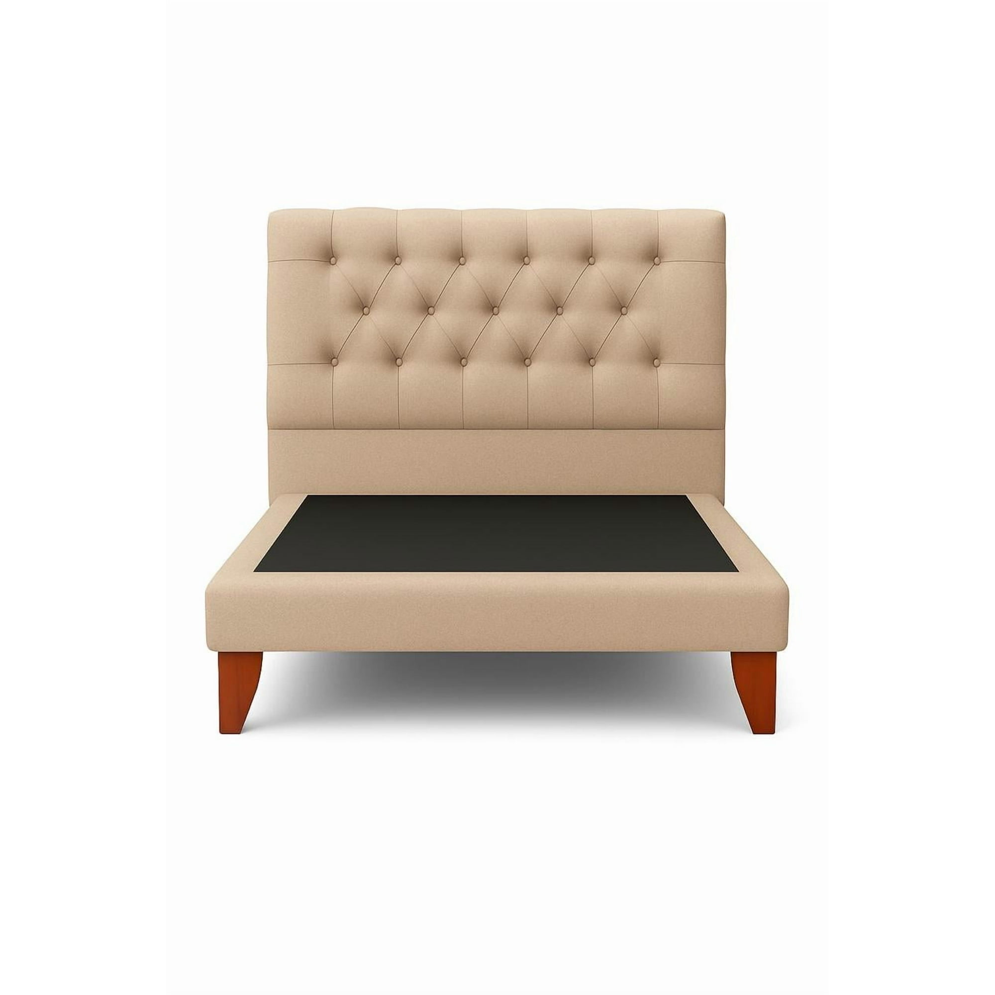 Ethan Desing - Cama 1 Plaza Modelo Capitoné Beige Respaldo + Base