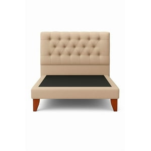Ethan Desing - Cama 1 Plaza Modelo Capitoné Beige Respaldo + Base