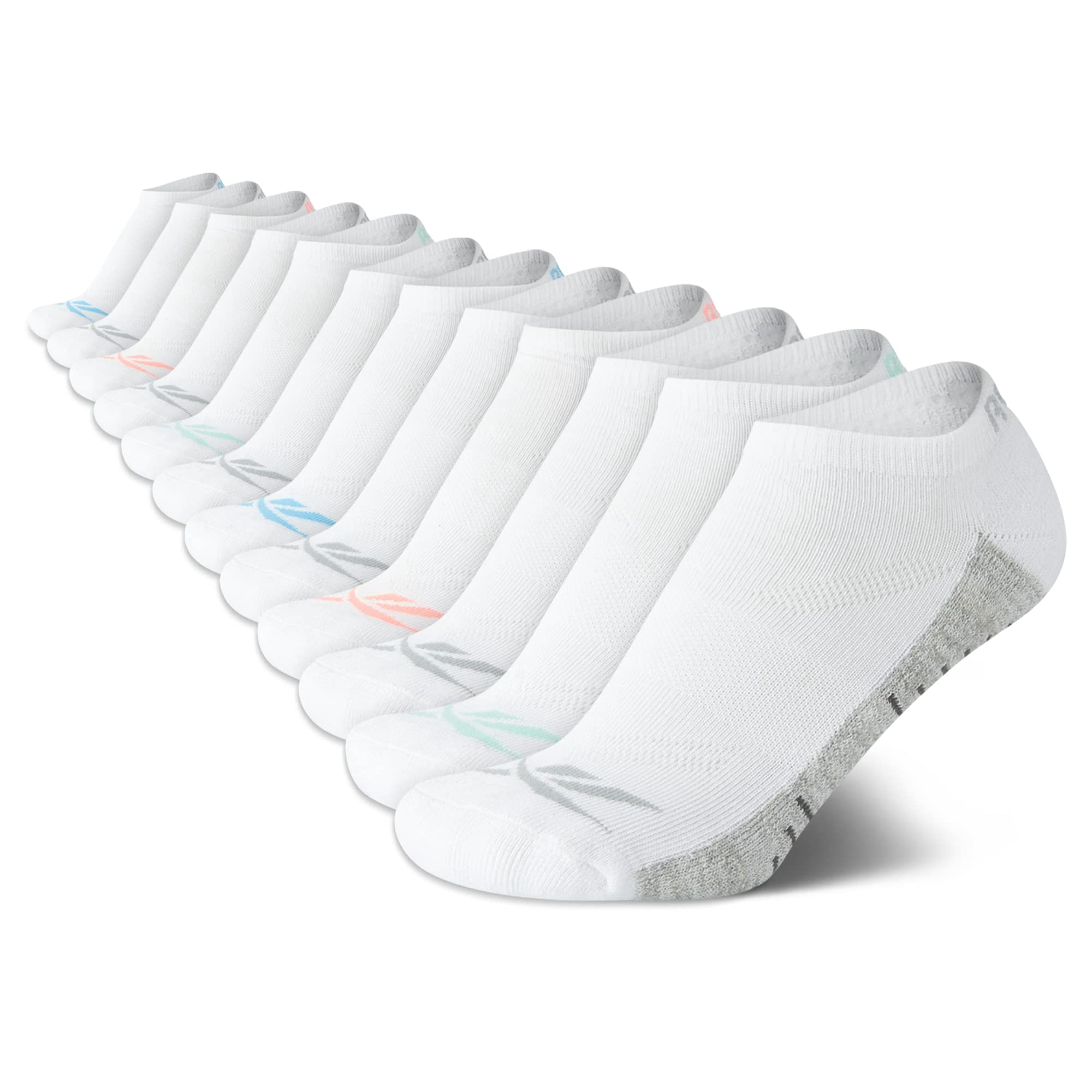 Calcetines Reebok Para Mujer, Corte Bajo, 12 Unidades, Color Blanco, Tallas 4-10