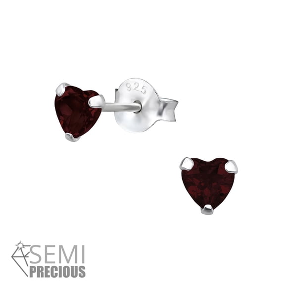Pendientes de corazón de 4 mm y piedra natural semipreciosa