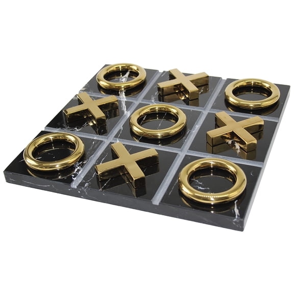 Juego de Mesa LuxLand Home Tres en Raya de Mármol Negro y Oro