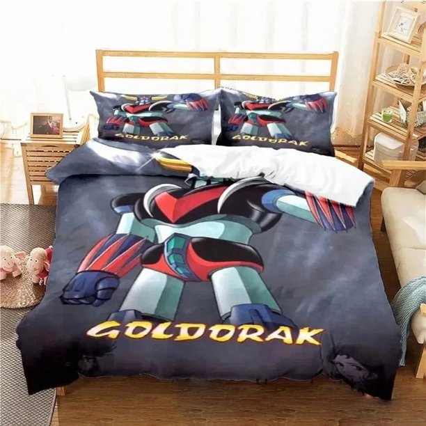 3D Print Goldorak Grendizer UFO Robot Bedding Set Double Twin King Duvet Cover Comforter Pillowcase Boys Girls Adults Bedroom