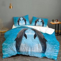Milsleep - 3D Blue Sea Animal Dolphin Funda Nórdica Juego De Cama Funda Nórdica Fundas De Almohada