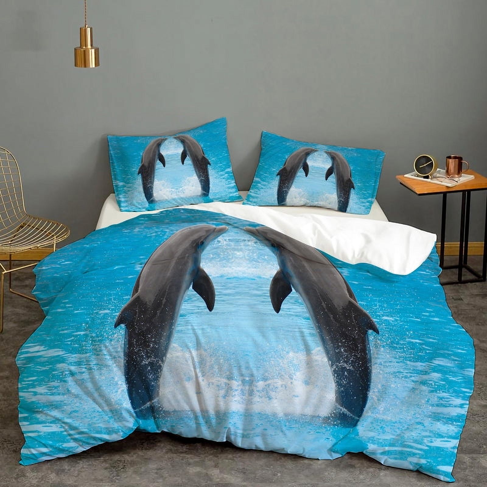 Milsleep - 3D Blue Sea Animal Dolphin Funda Nórdica Juego De Cama Funda Nórdica Fundas De Almohada