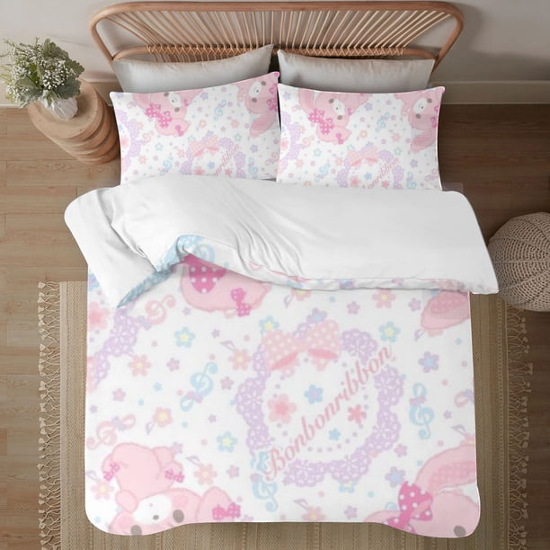 Bonbonribbon 3-Piece Bedding Set For Kids Boys Girls Adult Cartoon Warm Cute Fashion Holiday Present Gift Bed Sheets