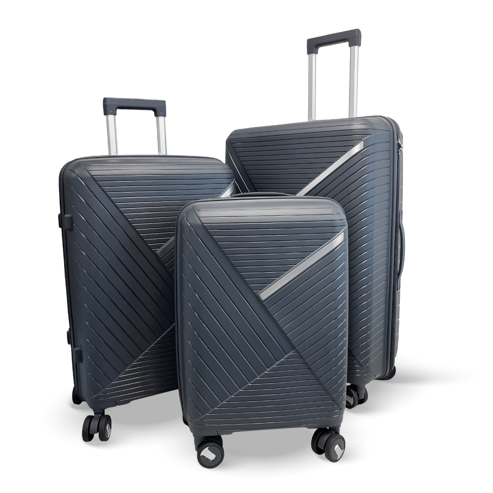 Home&Design - Set 3 Maletas Rígidas Urban 360° Gris Oscuro S/M/L