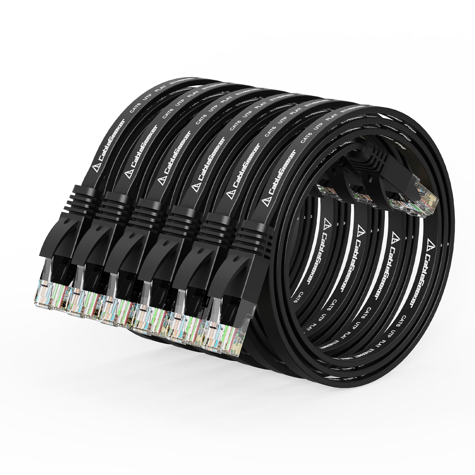 Cable Ethernet Cablegeeker Cat 6 De 0,5 M (paquete De 6), Color Negro