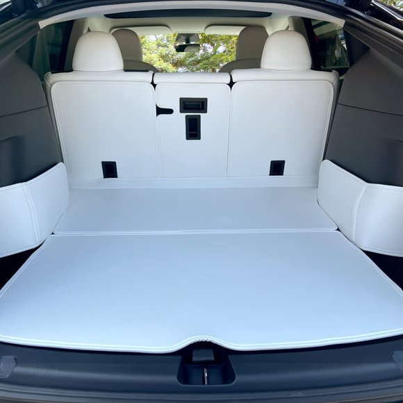 Forro de carga TESBEAUTY para Tesla Model Y, cuero vegano, blanco