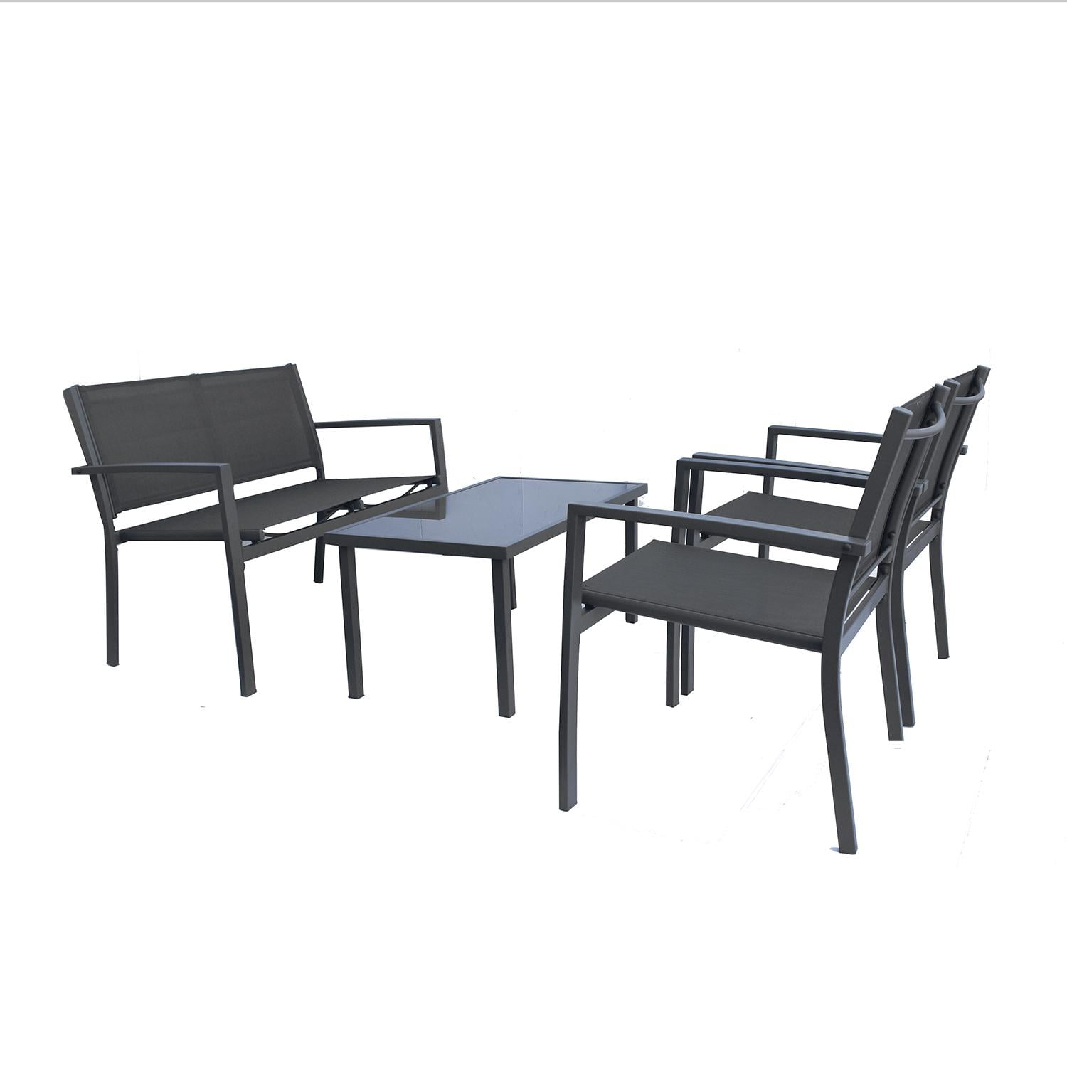 Juego Set De Terraza Sicilia 4 Personas Northwest Negro Único