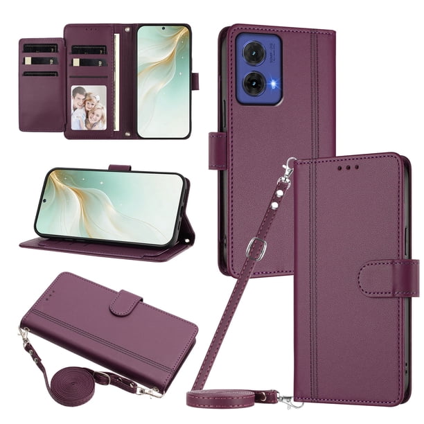 Motorola MOTO G85 5G Funda Billetera con Cierre Magnético, Morado Oscuro