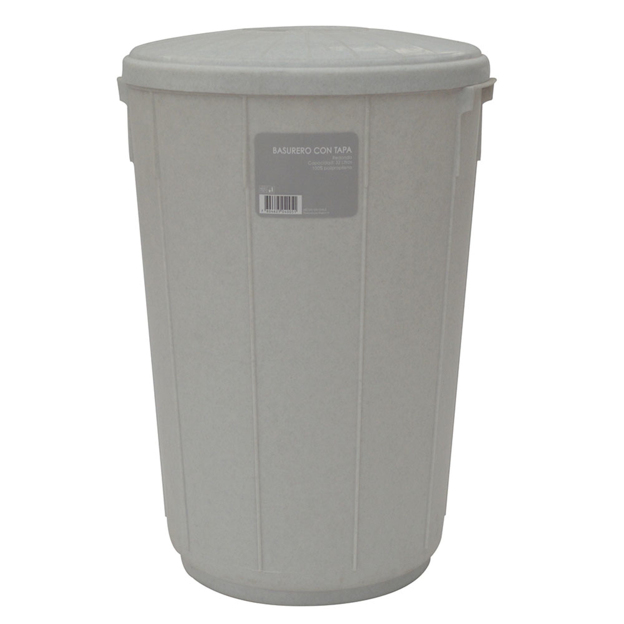 Basurero con Tapa 32L Plástico Gris