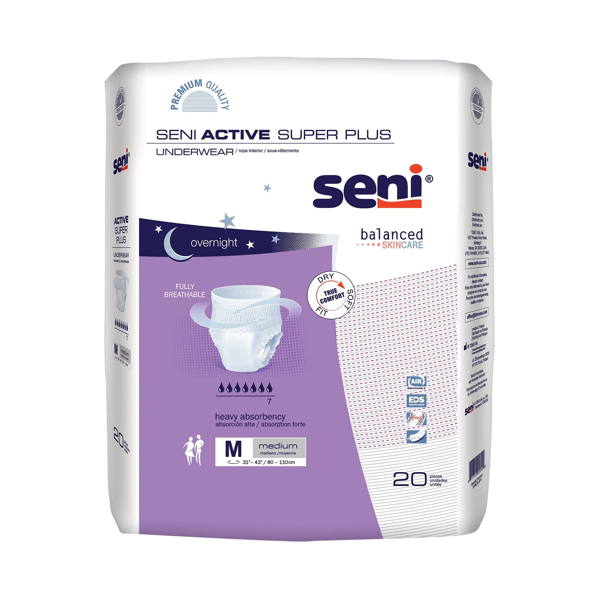 Ropa Interior Seni Active Super Plus Medium Para Incontinencia, 80 Unidades