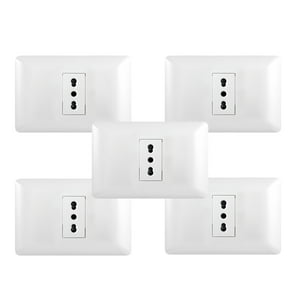 Genérico - Pack 5 Tomacorriente Simple 10/16A 250V Blanco