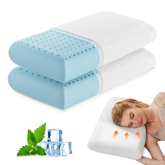 Paquete de 2 almohadas de espuma viscoelástica DUMOS para dormir con funda lavable