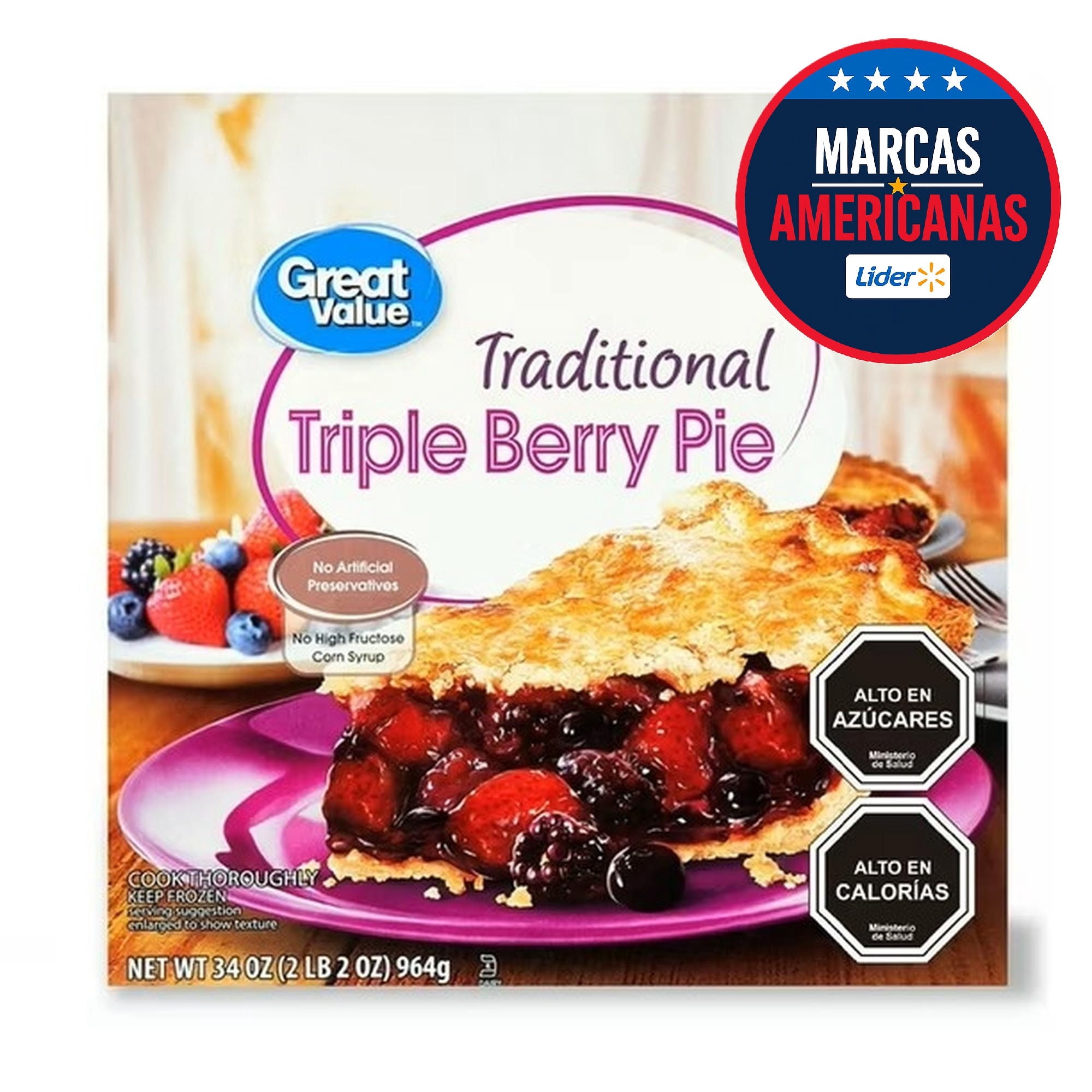 Postre Congelado Berry Pie Tripple Caja 964 g Great Value
