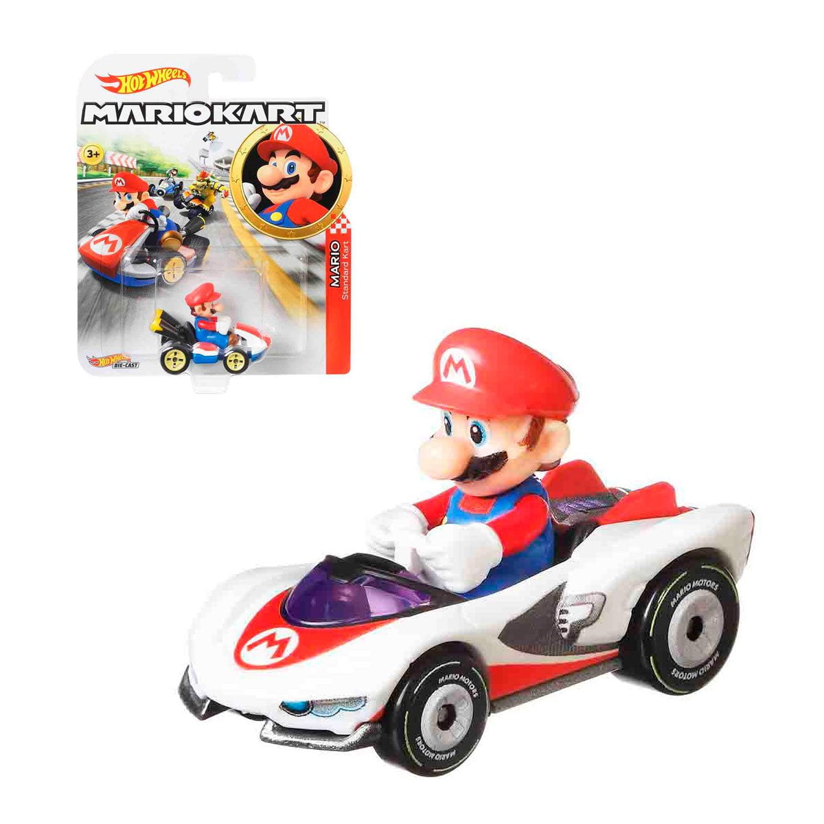 Hot Wheels Mario Kart Personajes 1:64 - Mario Coche Standard