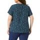 thumbnail image 4 of Agnes Orinda Blusas Casuales de Manga Corta con Tapeta Floral para Mujer de Talla Grande, Talla 4X, Azul Oscuro, 4 of 8
