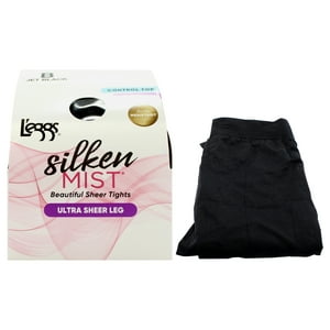 Medias Transparentes De Seda Silken Mist, Ultra Transparentes, Lsm200 Jet Black De Leggs Para Mujer, 1 Par (B)