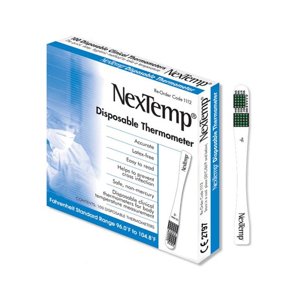 Termómetro desechable NexTemp, paquete de 100 unidades, envuelto individualmente