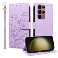 Funda Billetera Foxdock Compatible Con Samsung Galaxy S23 Ultra, Diseño Perrito Tierno, Ranuras Para Tarjetas Y Soporte Plegable