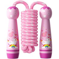 Jump Rope Jgm Para Niños, Ajustable, Algodón Trenzado Con Mango De Madera