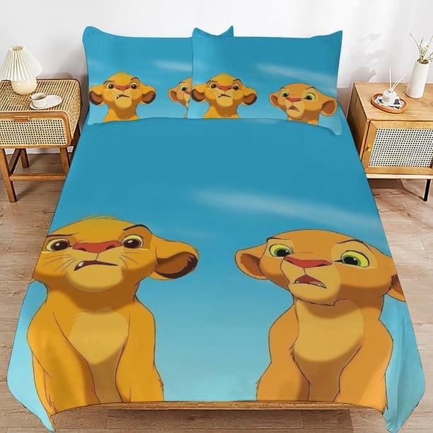 The Lion King Cartoon Bedding Sets Ultra Soft Skin-Friendly Duvet Cover 3 Piece, Cute Comforter Cover Bed Set for Boys Girls Kids