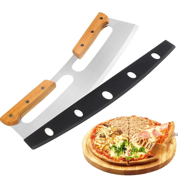 Cortador de pizza ZOCY Rocker de acero inoxidable de 14 cm con mango de madera