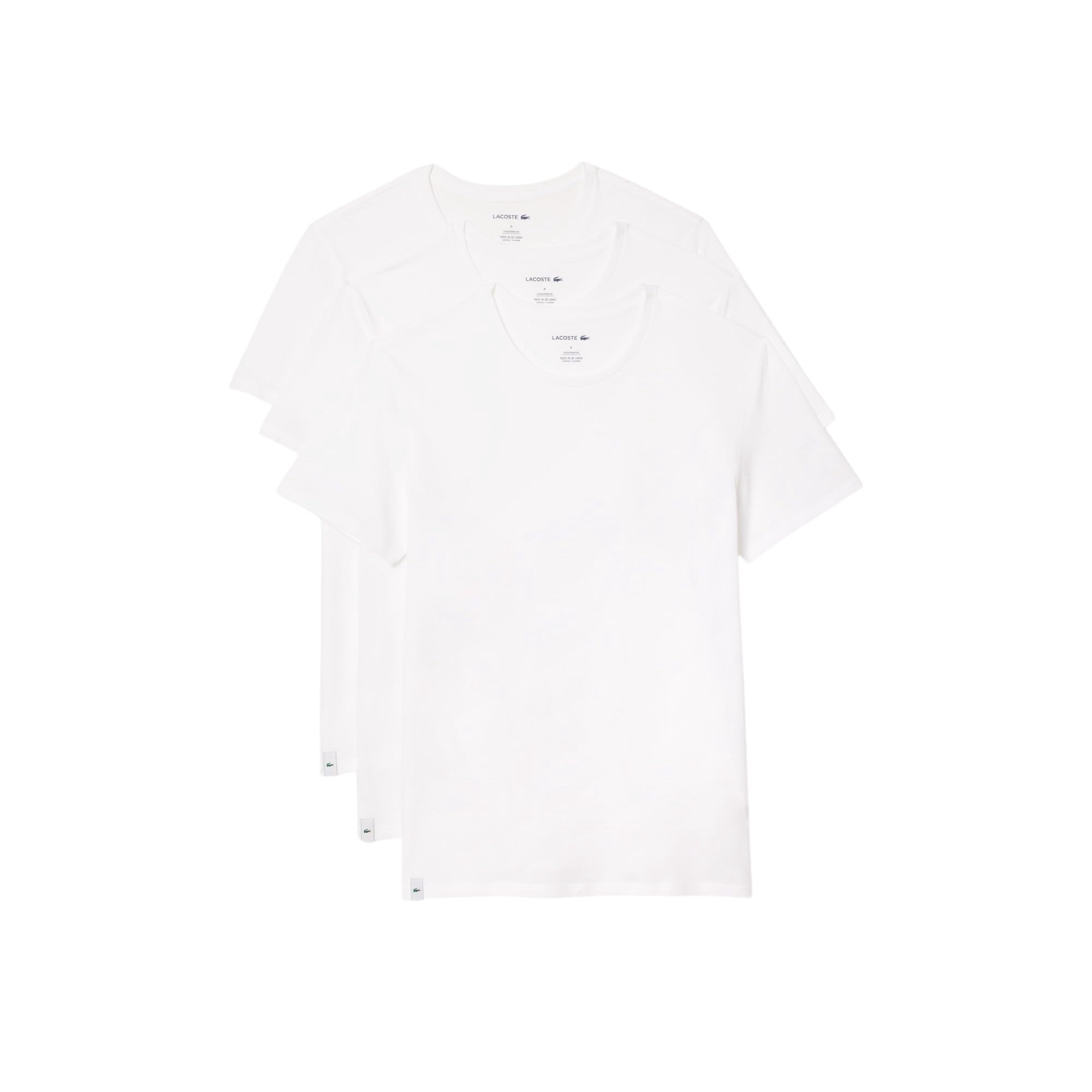 Camisa Lacoste Xl De Algodón Con Cuello Redondo, Paquete De 3 Unidades, Color Blanco