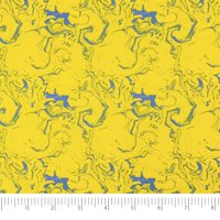 Tela Singer De Algodón Estampada Amarillo Y Azul Por Metro