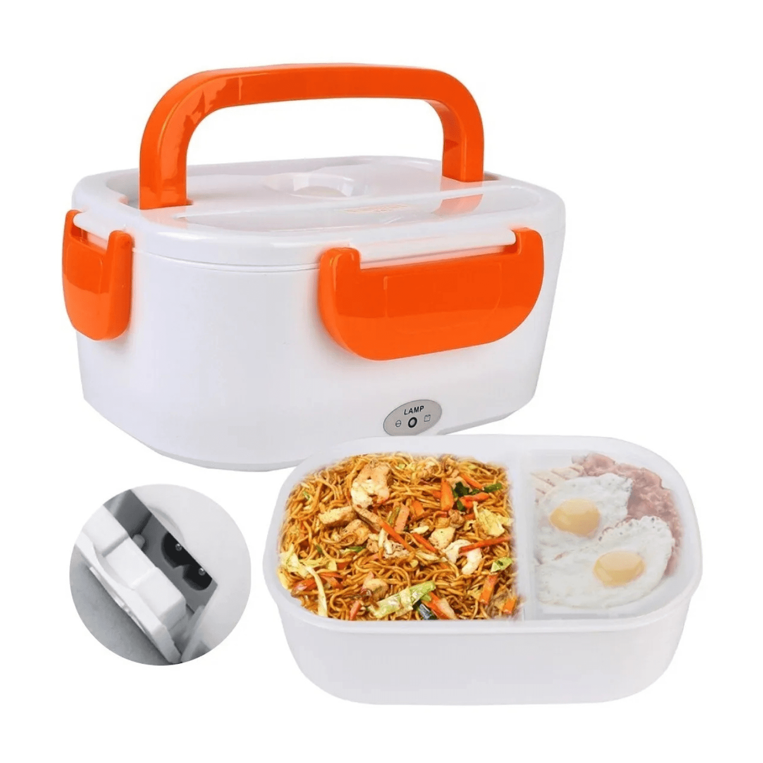 Genérico - Lonchera Eléctrica Portátil Hermetico Cuchara + Usb Naranja