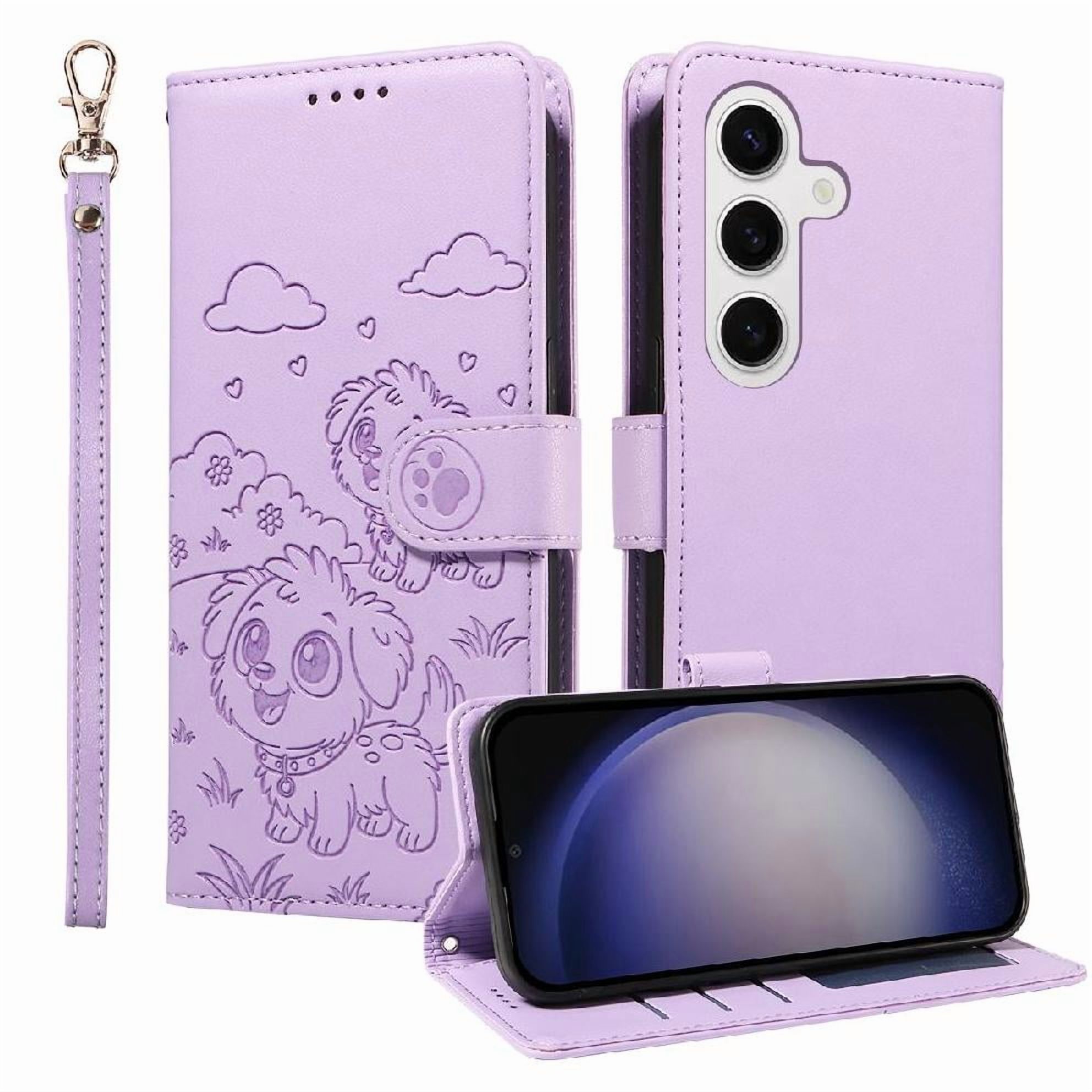 Funda Billetera Foxdock Compatible Con Samsung Galaxy S25 Plus, Diseño Perrito Tierno, Ranuras Para Tarjetas Y Soporte Plegable