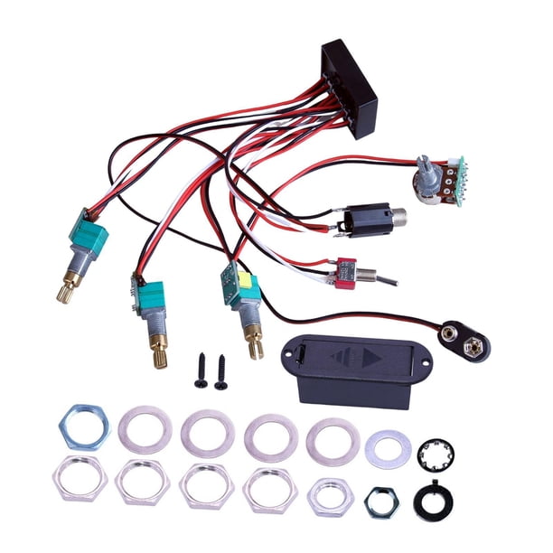 Preamplificador de bajo eléctrico, circuito de cableado de preamplificador de bajo, pastilla, fácil instalación, ecualizador de ecualizador de bajo pa