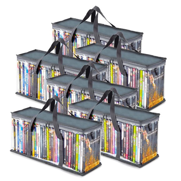 Juego de 6 bolsas de almacenamiento para DVD Stock Your Home de PVC gris