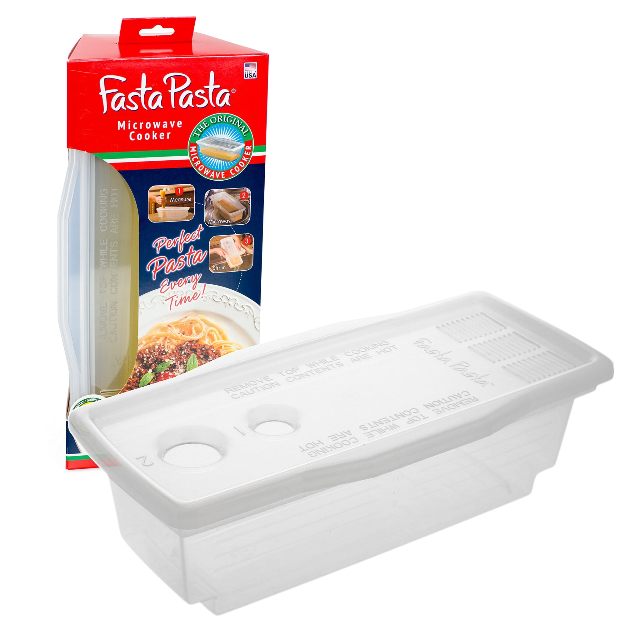 Cocina Para Microondas Fasta Pasta Original Con Tapa Y Colador