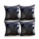 thumbnail image 1 of Set De 4 Fundas De Cojines Satin Diseño Hojas 45cm X 45 Cm Azul, 1 of 4