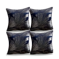 Genérico - Pack De 4 Fundas De Cojines Satin Diseño Hojas 45Cm X 45 Cm Azul