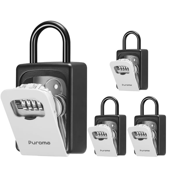 Lock Box Puroma Large, código de combinación reajustable, gris, paquete de 4