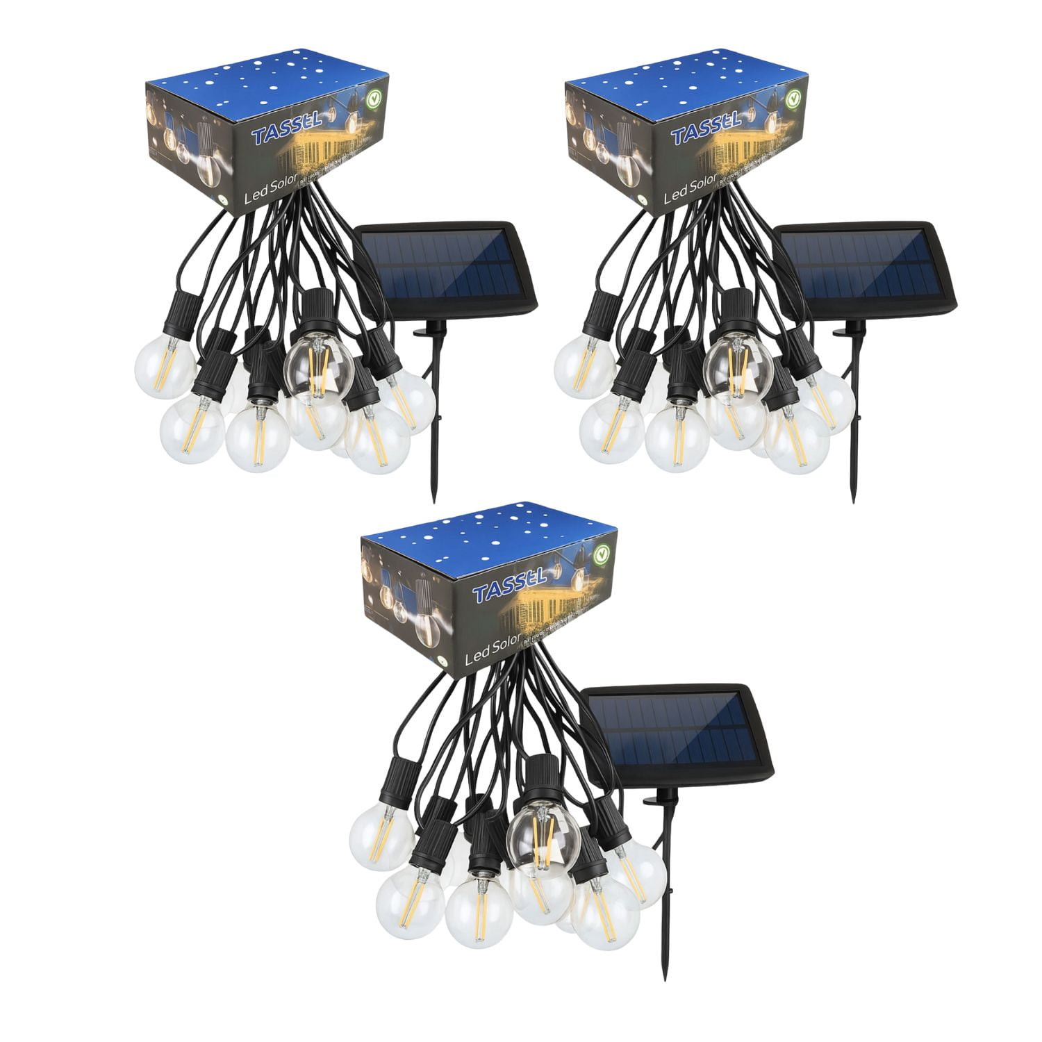 Disparo - Set 3 Guirnalda Solar Luces 20 Led 7 M Calida Navidad