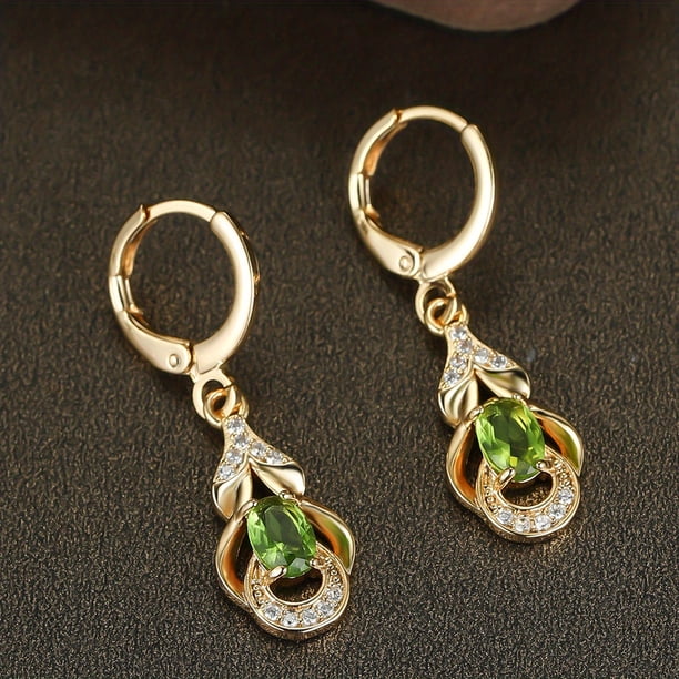 Women's Elegant Zircon Drop Earrings 18K Gold Plated Ear Jewelry Banquet Dinner Decor For Women Girls