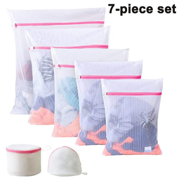 Bolsa de lavandería reutilizable de malla grande (7 piezas), bolsa para ropa delicada para lavadora, bolsa organizadora de viaje para lencería, calcetines y prendas.