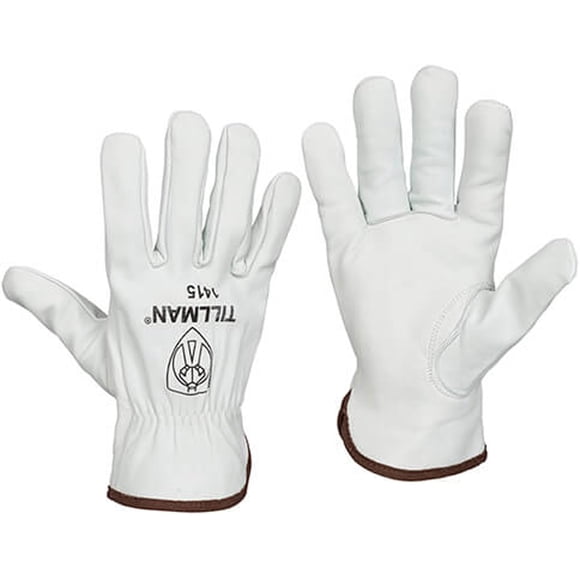 Guantes Tillman 1415 de piel de cabra sin forro para conductor, talla mediana, blancos