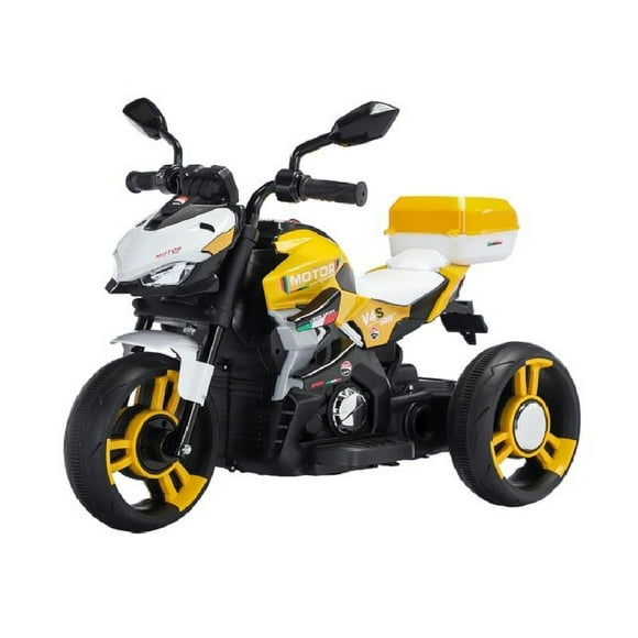 Moto Niños Electrica 3 Ruedas Nitro Italy V4 Luz Y Sonido Amarilla