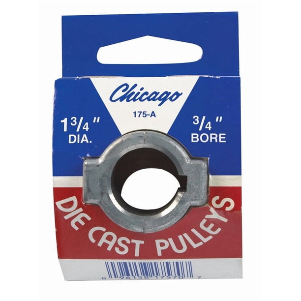 Polea única con ranura en V Chicago, zinc fundido a presión, 1,75 cm de profundidad x 0,75 cm de pro