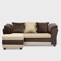 Almore - Seccional Reversible Izq Y Der Felpa Café Tela Beige
