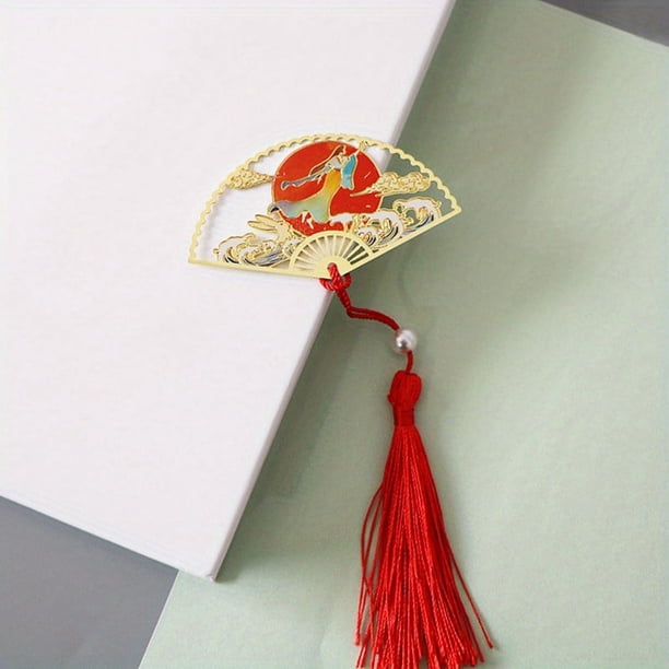 1pc Traditional Chinese Folding Fan Bookmark - Perfect for Reading Newspapers & Office Supplies!