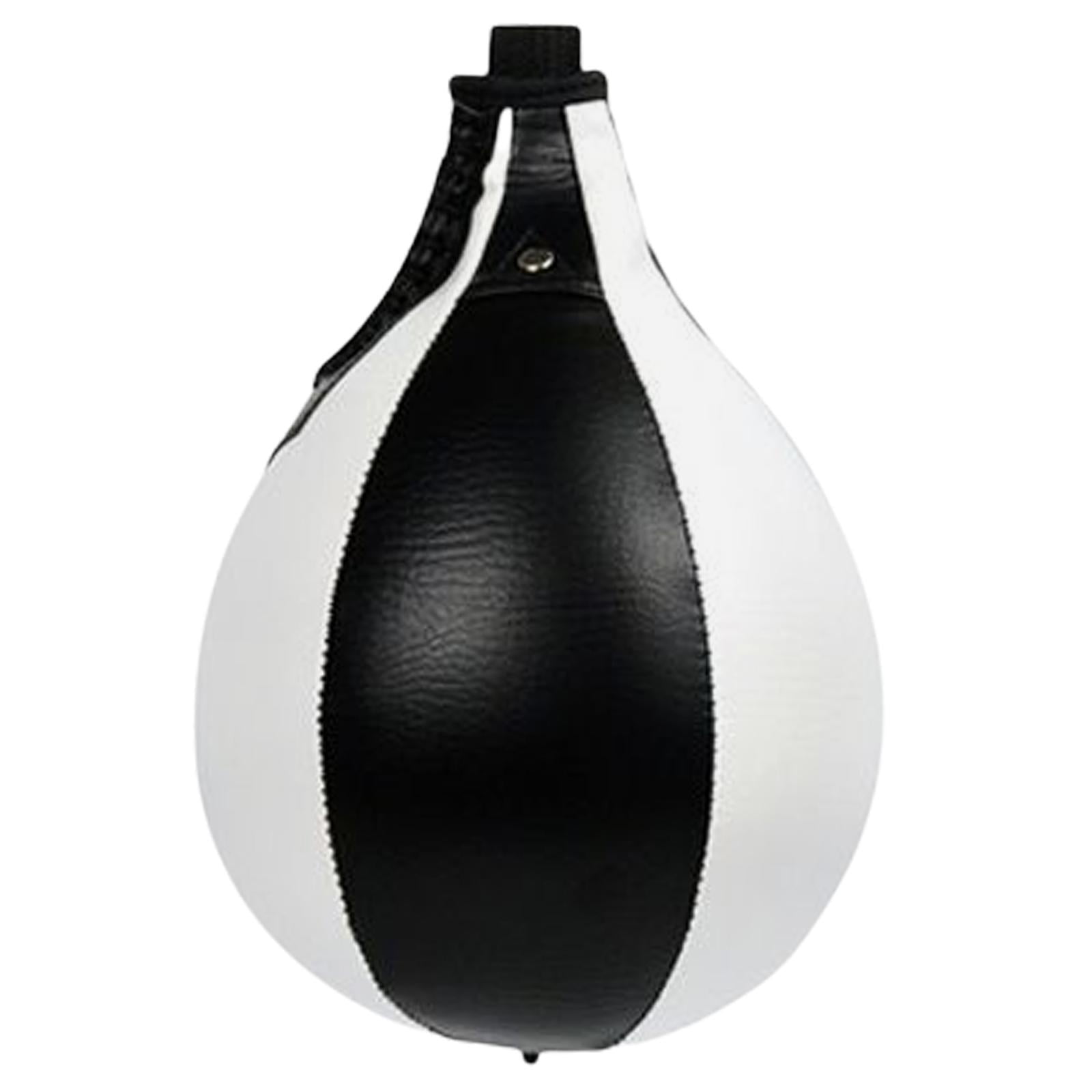 Ioensy - Saco De Boxeo De Cuero Pu Con Forma De Pera, Colgante De Combate, Negro Y Blanco