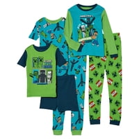 Conjunto De Pijama Minecraft Boys, 6 Piezas, Algodón, Ajuste Ceñido, 8 Ee. Uu.